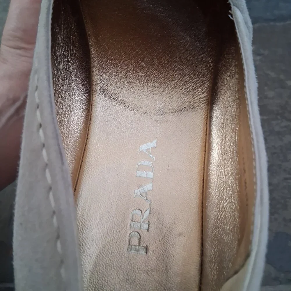 Prada Cream Nude Suede Espadrille Shoes